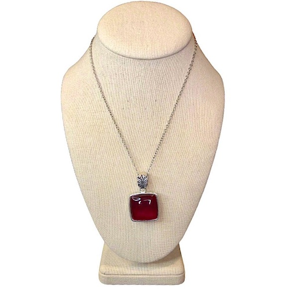 BARSE Red Garnet Cabochon and Silver Filigree Reversible Pendant NWT - Picture 1 of 7